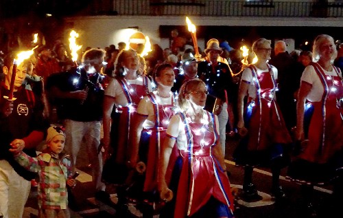 Sidmouth Folk Week 2016 - around the festival site (torchlight procession)