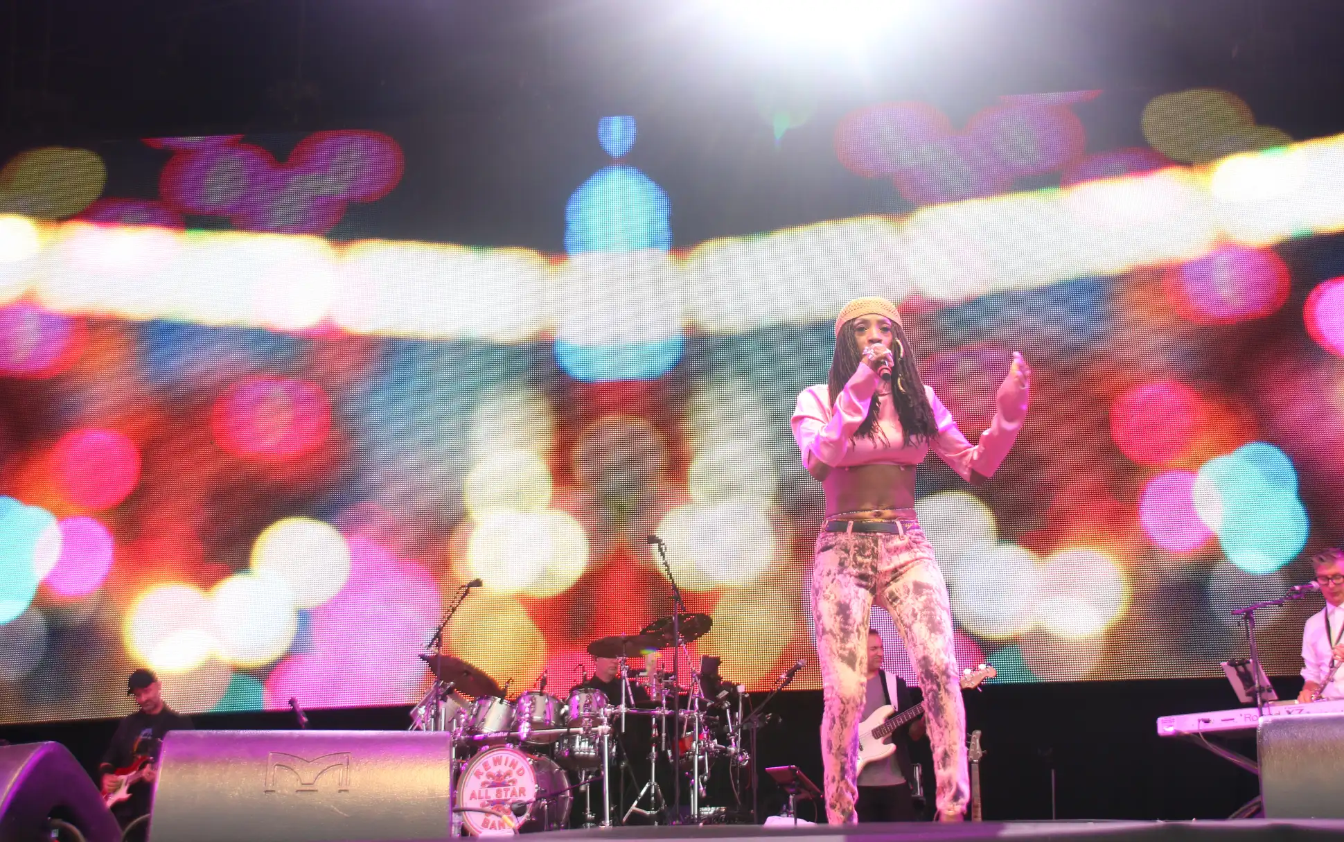 Heather Small performs with her band on stage at Rewind Festival North 2024