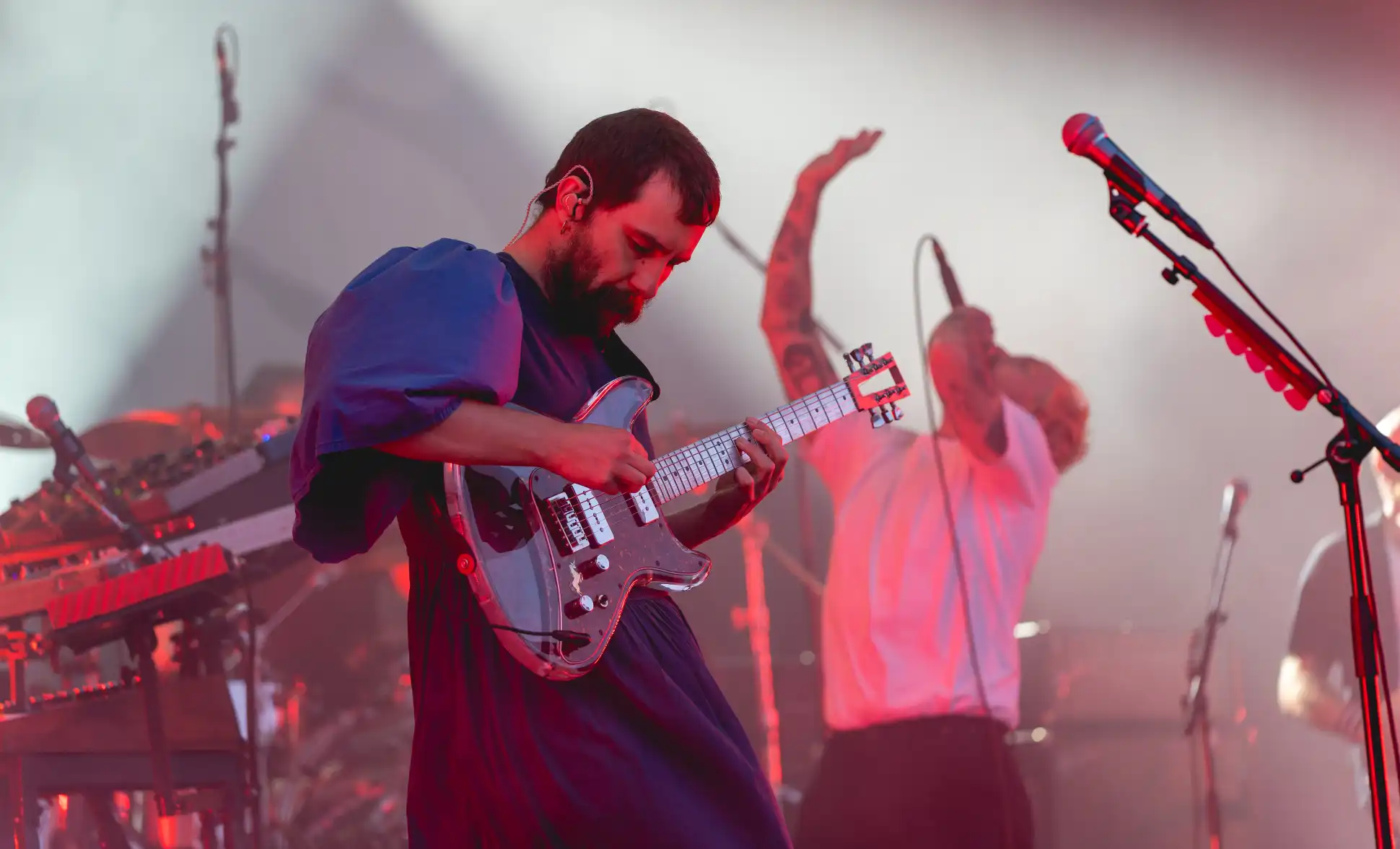 The Wyldes 2024 - Mark Bowen and Joe Talbot of IDLES performing enthusiastically on stage