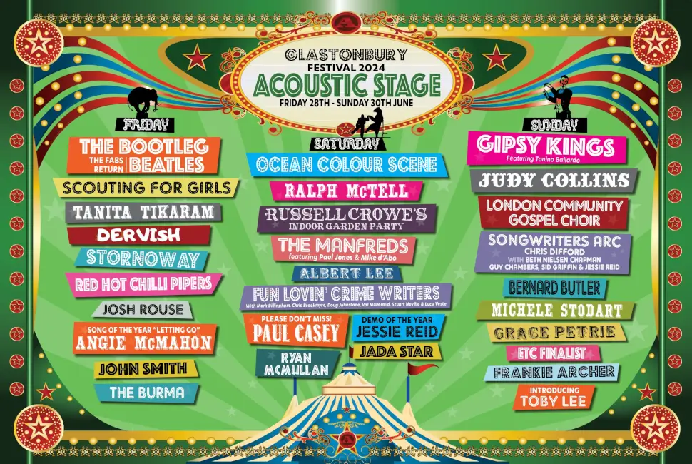 Glastonbury Festival 2024 - Glastonbury First Acoustic Stage Poster 2024