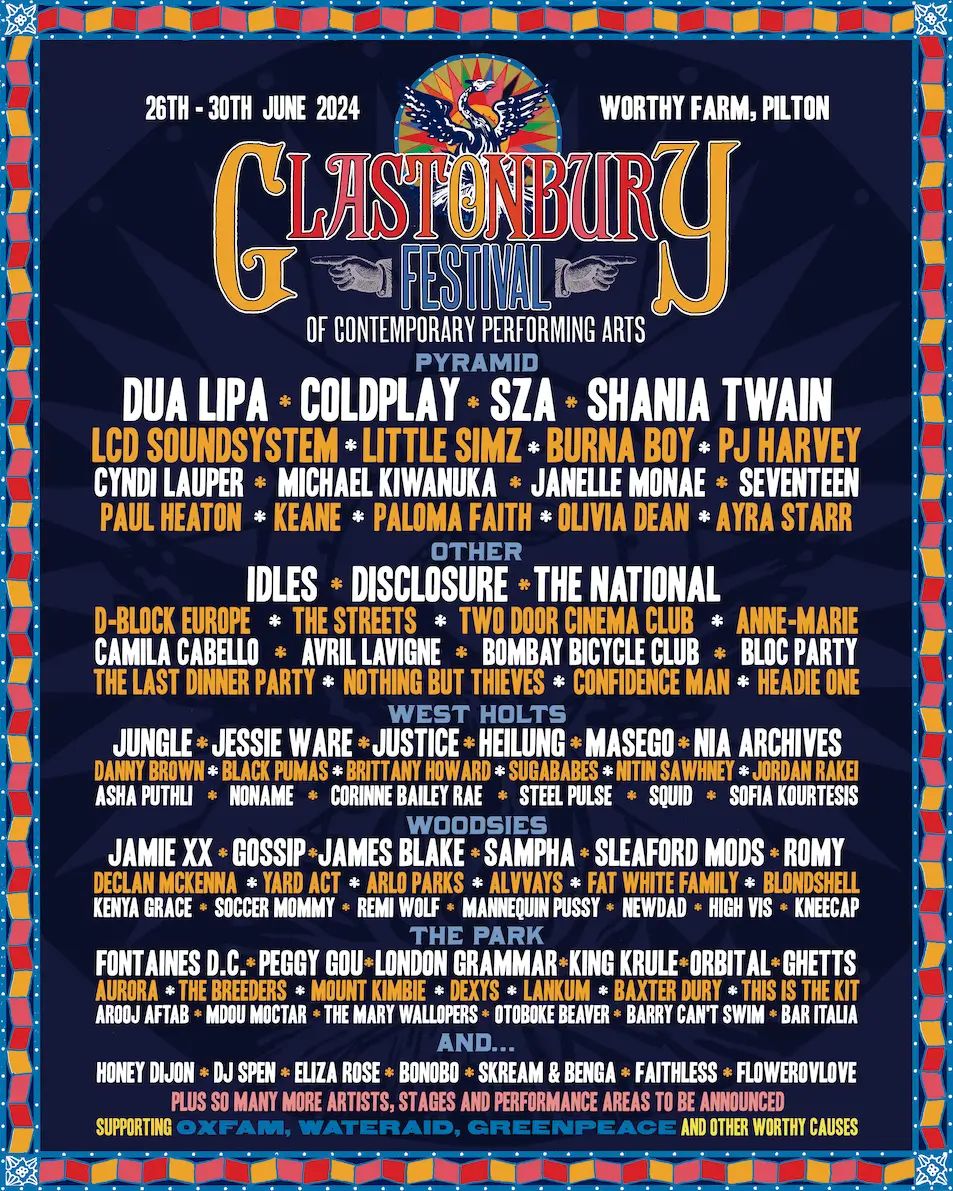 Glastonbury First Lineup Poster 2024